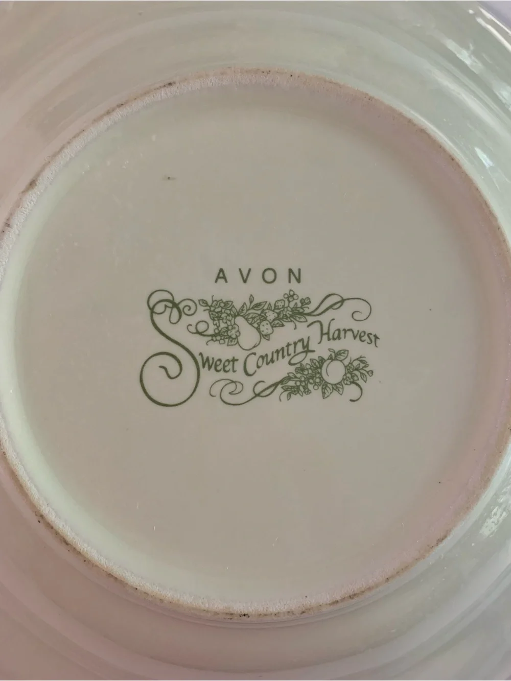 Three Avon Sweet Country Harvest Cream Ceramic Dish with Pink Trim